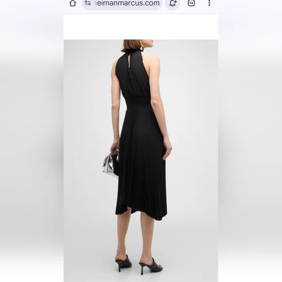 A.L.C. Black Pleated Halter Dress, Size 8 - Picture 10 of 13